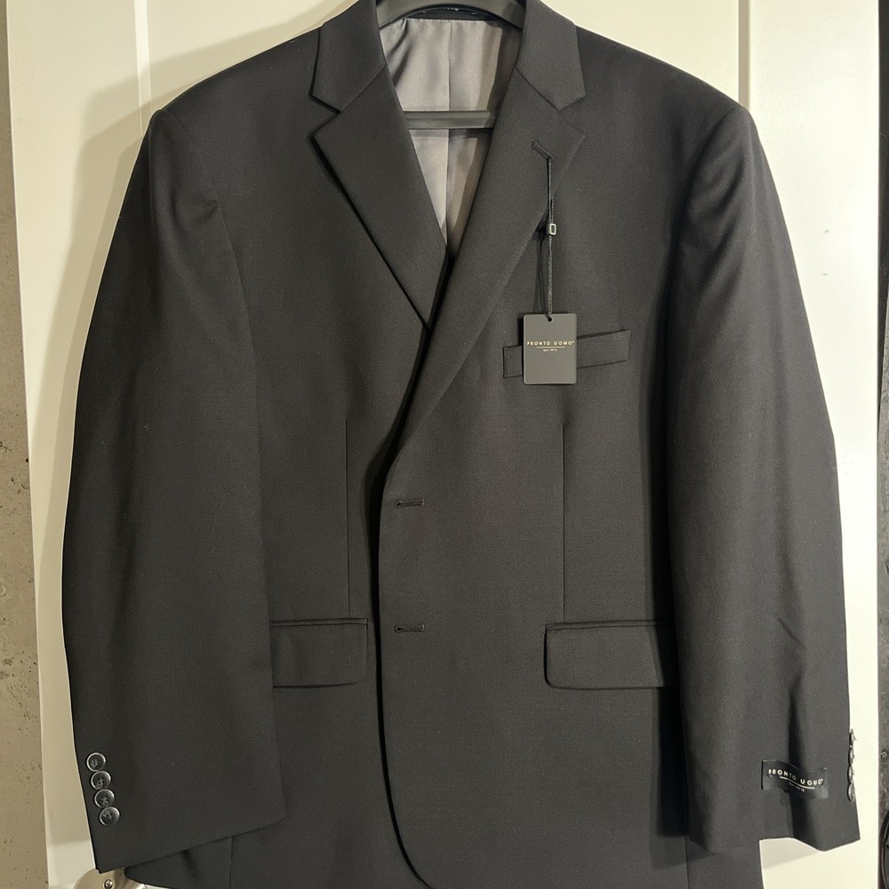 NWT Pronto Uomo Mens Blazer Suit Jacket Black 46S 10F1G00245 Wool Blend